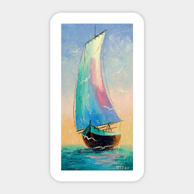 Sailboat in the sea Sticker by OLHADARCHUKART